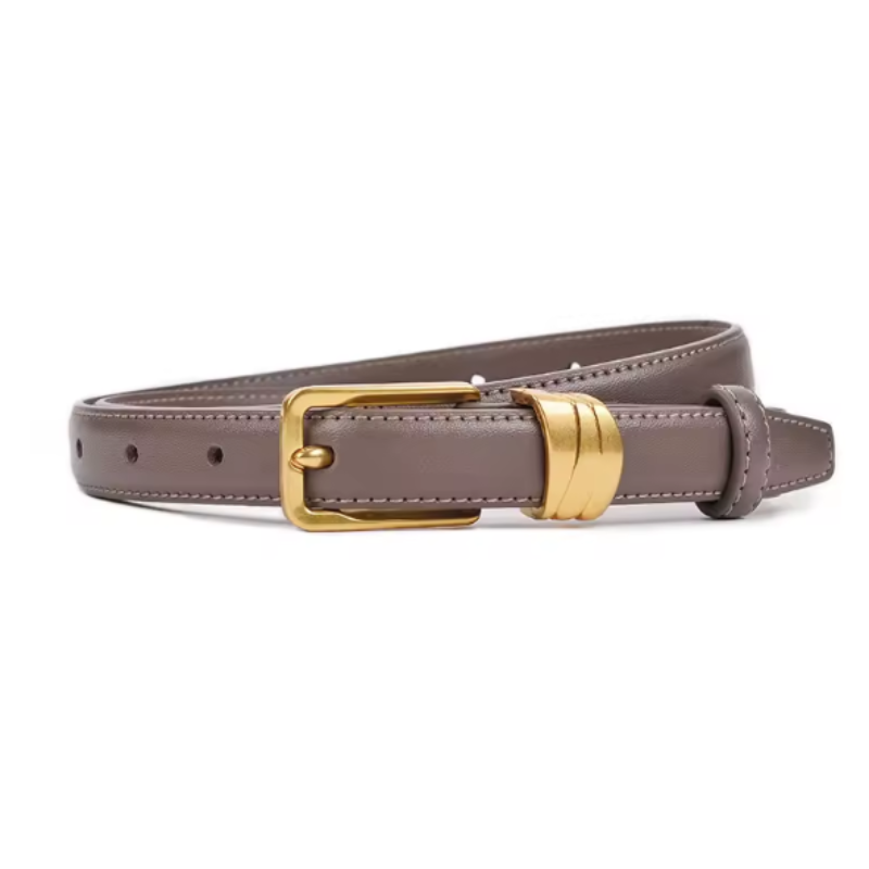 Emma Belt – Thin Leather Belt with Gold Buckle