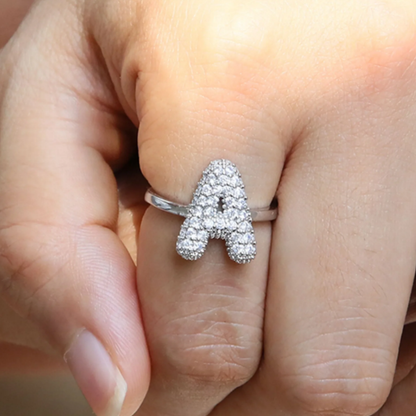 Bubble Initial Ring – 18k Gold Plated, Adjustable