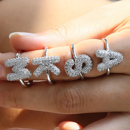 Bubble Initial Ring – 18k Gold Plated, Adjustable